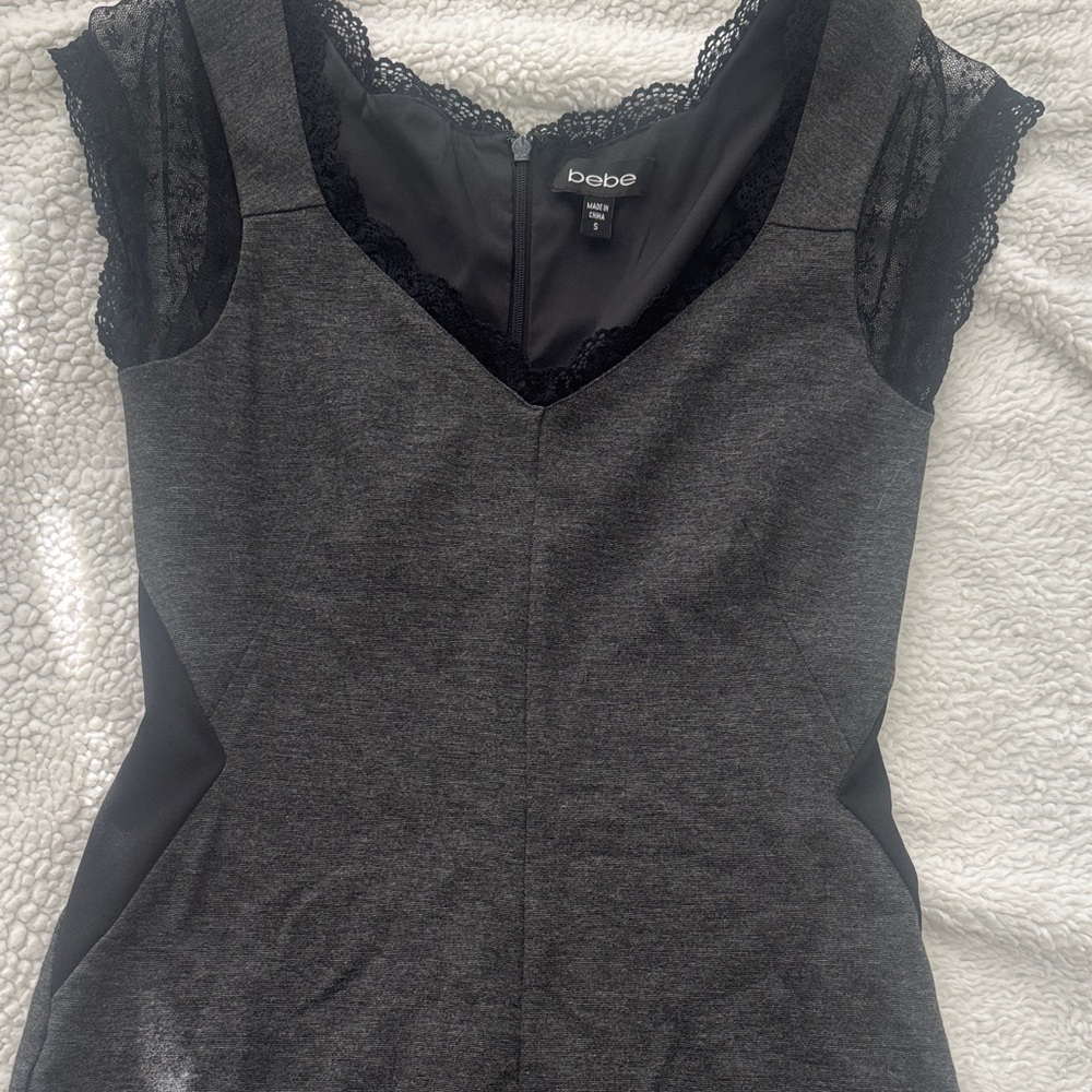 Bebe Charcoal and Black Lace Dress